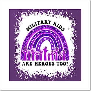 Military Kids Are Heroes Too Purple Up For Military Child Month Posters and Art